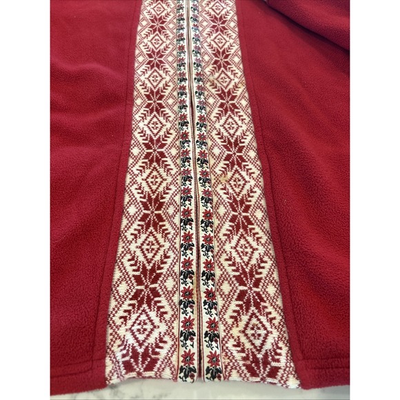 LL BEAN JACKET‎ Nordic Snowflake Knit Trim Fair Isle Poinsettia Ribbon Womens XL - Picture 5 of 9